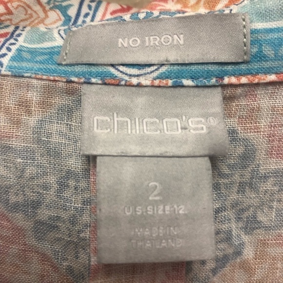 Chico’s Linen Coastal Tile Pastel Paisley Long Sleeve Blouse Chico 2 Women’s 12 - Picture 13 of 15